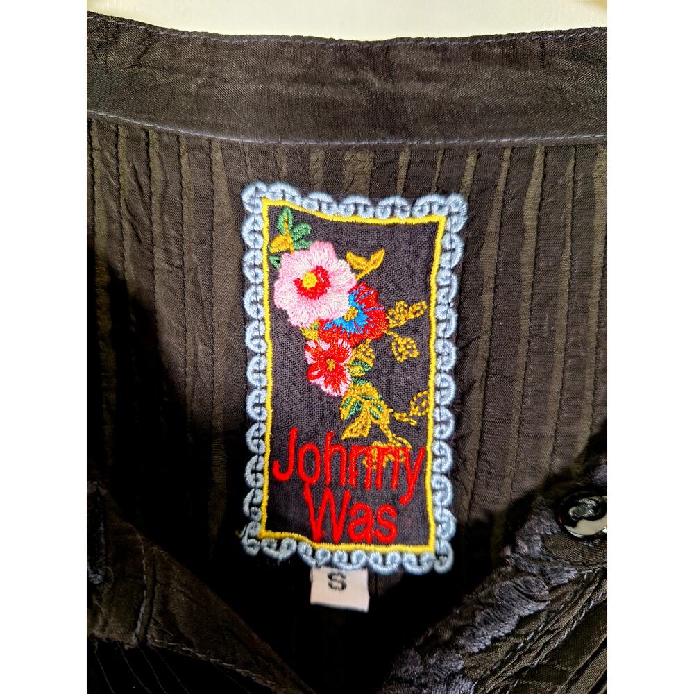Johnny Was Women's Black Button-Up Long-Sleeve Blouse Embroidered Small - Picture 6 of 6